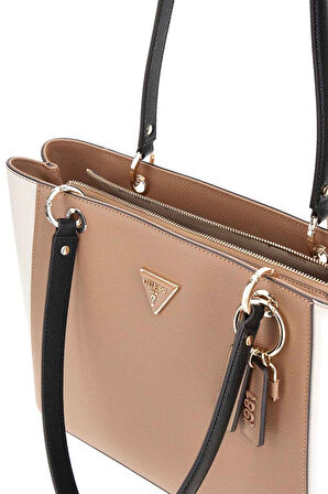 Kadın Renk Bloklu Tote Çanta - Bej | undefined