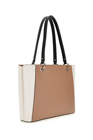 Kadın Renk Bloklu Tote Çanta - Bej | undefined