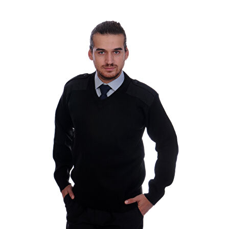 Formteks Güvenlik Kazak  V Yaka Siyah