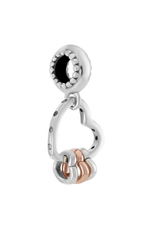 İki Renkli Kalpler Charm | 925 Ayar Gümüş