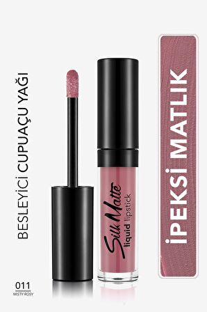 Kadife Dokulu Likit Mat Ruj - Silk Matte Liquid Lipstick - 011 MISTY ROSY - 8690604505388