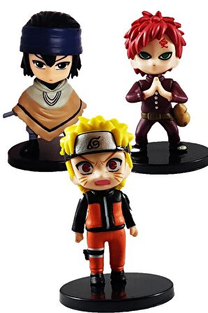 Naruto Action Figure - Anime Manga Figür Biblo 3 Lü Set -2 - 7 Cm