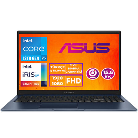 ASUS VivoBook 15 i5-1235U 16GB 512GB SSD 15.6" FHD W11P Taşınabilir Bilgisayar X1504ZA-NJ1020 013