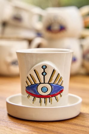 Handmade Medusa Kahve Fincanı- Tabaklı