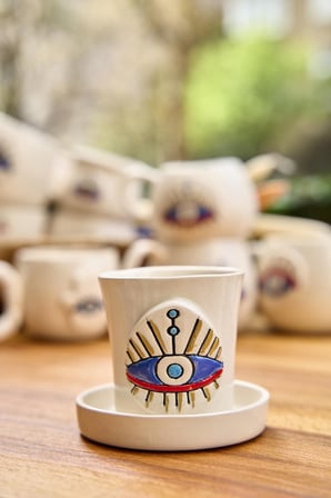 Handmade Medusa Kahve Fincanı- Tabaklı