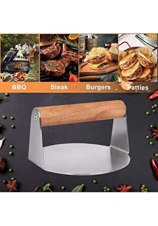 Özbir Çelik Smash Burger Hamburger Presi 12 Cm Yuvarlak 304 Kalite