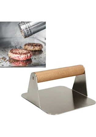 Özbir Çelik Smash Burger Hamburger Presi 12 Cm Kare 304 Kalite