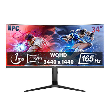 NPC 1ms 165Hz 34" 3440x1440 WQHD Curved Gaming Monitör MP3429-Y