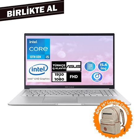 Asus Vivobook i5-13420H 8GB 512GB SSD 15.6" FHD Freedos + Çanta X1502VA-NJ871 020