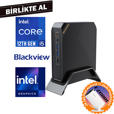 Blackview MP200 i5-12450H 16GB 512GB SSD Windows 11 Pro Mini PC + Projeksiyon MP20016512I5 016