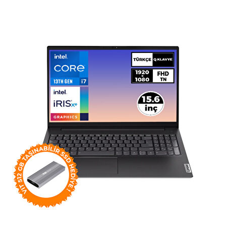 Lenovo V15 Gen 4 i7-1355U 24GB 4TB SSD 15.6" FHD Fdos Laptop + 512 GB Taşınabilir SSD 83A100GPTR 010