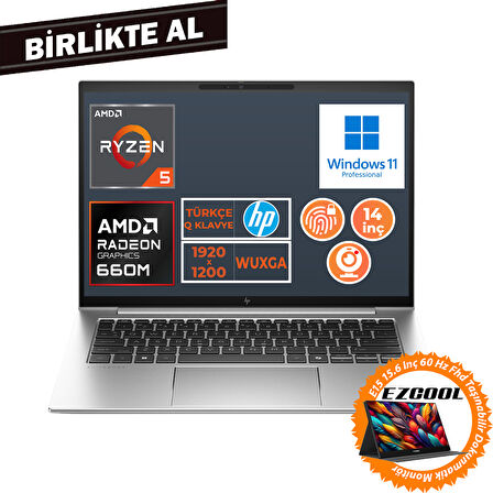 HP EliteBook 845 G9 Ryzen 5 6600U 16GB 512GB SSD 14" WUXGA W11P + 15.6" Touch Monitör 5Z6L9EA 026