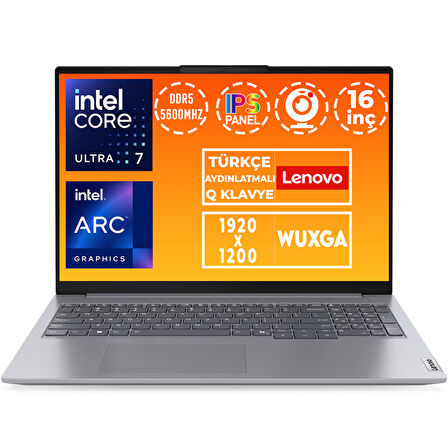 Lenovo ThinkBook 16 G7 Ultra 7 155H 24GB 1TB SSD 16" WUXGA Freedos Notebook 21MS008RTR 006