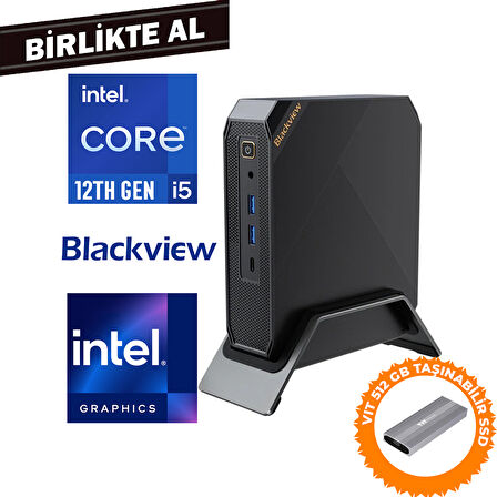 Blackview MP200 i5-12450H 16GB 512GB SSD Windows 11 Pro Mini PC + VIT 512 GB SSD MP20016512I5 020