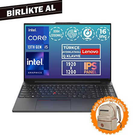 Lenovo ThinkPad E16 G1 i5-13420H 16GB 512GB SSD 16" WUXGA Freedos + Çanta 21JN00JUTX 020