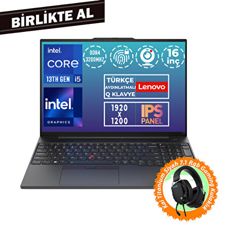 Lenovo ThinkPad E16 G1 i5-13420H 40GB 1TB SSD 16" WUXGA Freedos + Gaming Kulaklık 21JN00JUTX 025