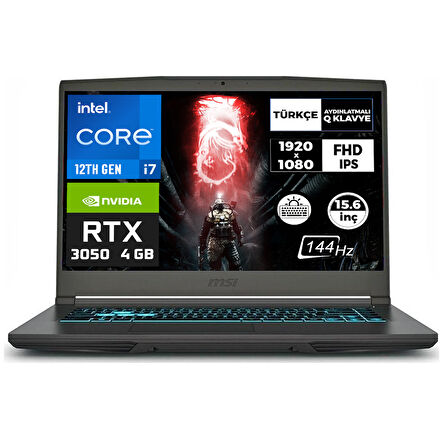 MSI THIN 15 i7-12650H 32GB 1TB SSD 4 GB RTX3050 144Hz 15.6" W11P Gaming Laptop B12UC-1479XTR 008