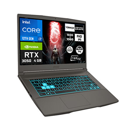 MSI THIN 15 i7-12650H 32GB 1TB SSD 4 GB RTX3050 144Hz 15.6" W11P Gaming Laptop B12UC-1479XTR 008