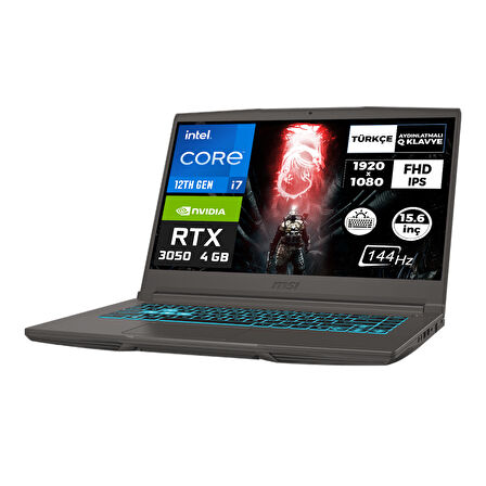 MSI THIN 15 i7-12650H 32GB 1TB SSD 4 GB RTX3050 144Hz 15.6" W11P Gaming Laptop B12UC-1479XTR 008