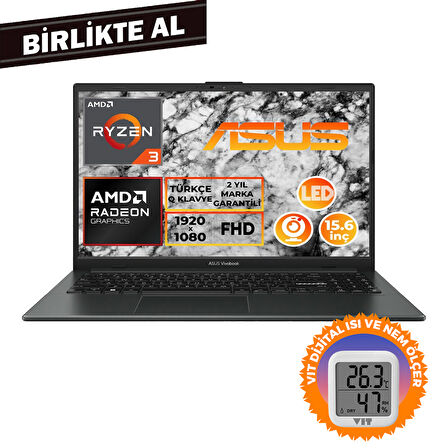 ASUS Vivobook Go 15 Ryzen 3 7320U 8GB 256GB SSD 15.6" FHD W11P + VIT Termometre E1504FA-NJ097 021