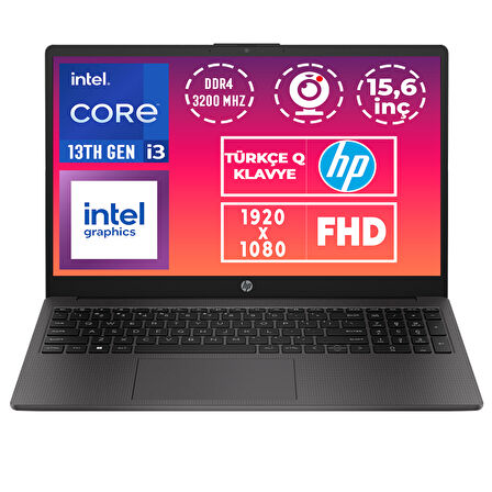 HP 250 G10 i3-1315U 32GB 1TB SSD 15.6" FHD Freedos Taşınabilir Bilgisayar B2NC3ES 007
