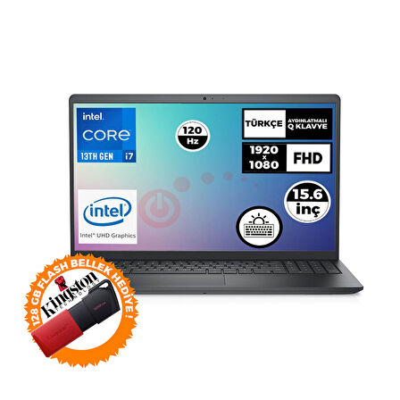 Dell Vostro 3530 i7-1355U 32GB 1TB SSD 15.6" W11P Laptop + 128 GB Flash Bellek N1601PVNB3530U 029