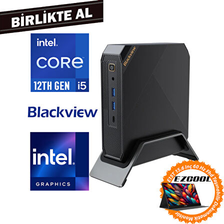 Blackview MP200 i5-12450H 16GB 512GB SSD Windows 11 Pro Mini PC + 15.6" Touch Monitör MP200161I5 011