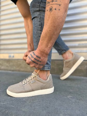 Camden Bağcıklı Keten Kumaş Erkek Günlük Sneaker Ayakkabı – Bej