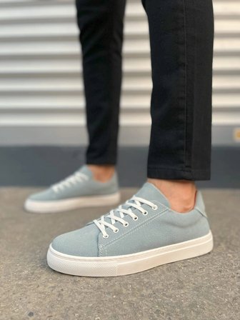Austin Bağcıklı Cilt Erkek Günlük Sneaker Ayakkabı - Mavi