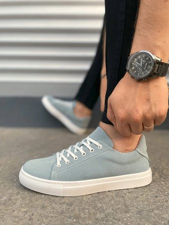 Austin Bağcıklı Cilt Erkek Günlük Sneaker Ayakkabı - Mavi