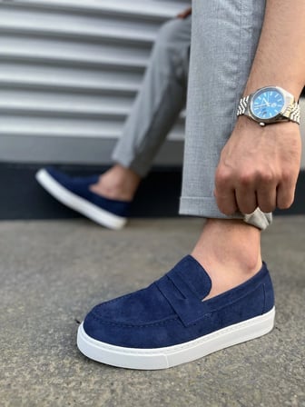 Varex Bağcıksız Süet Erkek Günlük Casual Klasik Ayakkabı - LAcivert