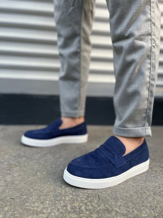 New Varexmev Bağcıksız Süet Erkek Günlük Casual Klasik Ayakkabı - LAcivert