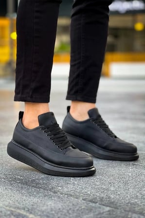 Lexa Cilt Deri Erkek Günlük Sneaker Ayakkabı - Siyah Siyah