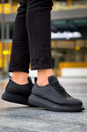 Lexa Cilt Deri Erkek Günlük Sneaker Ayakkabı - Siyah Siyah