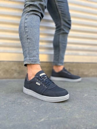 Camden Bağcıklı Keten Kumaş Erkek Günlük Sneaker Ayakkabı – Füme