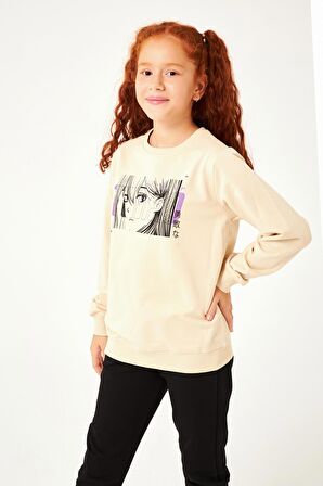 City Of Baskılı Kız Çocuk Sweatshirt Taş