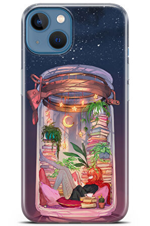 Apple iPhone 13 uyumlu Girls 18 UV Kapak Yıldızlar ve Kitaplar