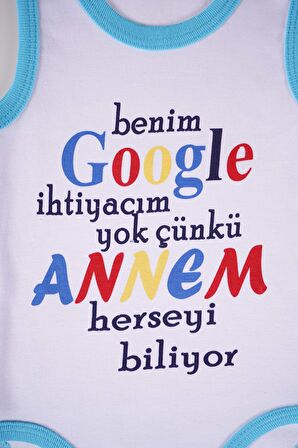 YENİ SEZON GOOGLE ANNEM YAZILI PAMUK BEBEK BADİ ZIBIN