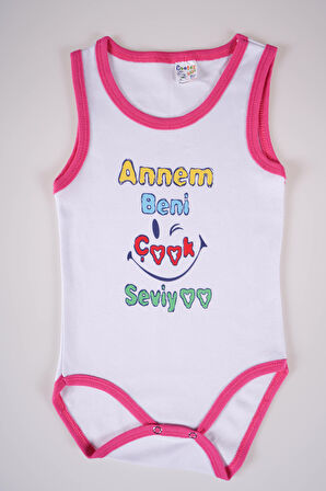 YENİ SEZON ANNEM BENİ ÇOK SEVİYO YAZILI PAMUK BEBEK BADİ ZIBIN