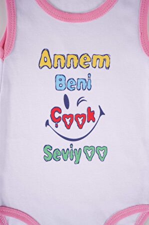 YENİ SEZON ANNEM BENİ ÇOK SEVİYO YAZILI PAMUK BEBEK BADİ ZIBIN