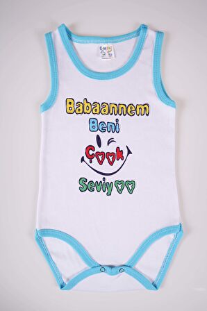 YENİ SEZON BABAANNEM BENİ ÇOK SEVİYO YAZILI PAMUK BEBEK BADİ ZIBIN