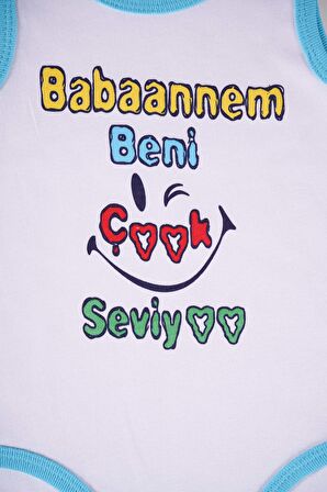 YENİ SEZON BABAANNEM BENİ ÇOK SEVİYO YAZILI PAMUK BEBEK BADİ ZIBIN