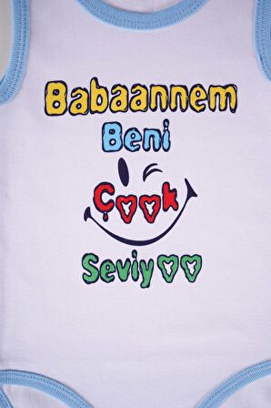 YENİ SEZON BABAANNEM BENİ ÇOK SEVİYO YAZILI PAMUK BEBEK BADİ ZIBIN