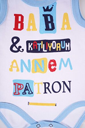 YENİ SEZON BABA ANNEM PATRON YAZILI PAMUK BEBEK BADİ ZIBIN