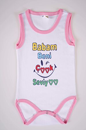 YENİ SEZON BABAM BENİ ÇOK SEVİYO YAZILI PAMUK BEBEK BADİ ZIBIN