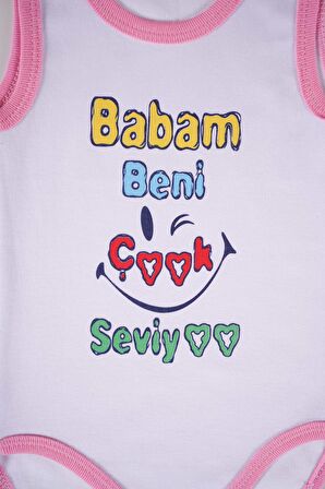 YENİ SEZON BABAM BENİ ÇOK SEVİYO YAZILI PAMUK BEBEK BADİ ZIBIN