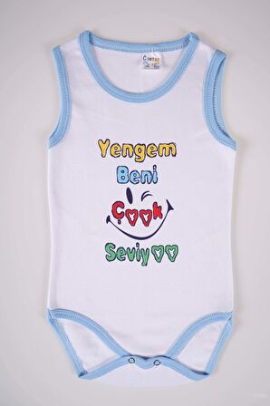 YENİ SEZON YENGEM BENİ ÇOK SEVİYO YAZILI PAMUK BEBEK BADİ ZIBIN