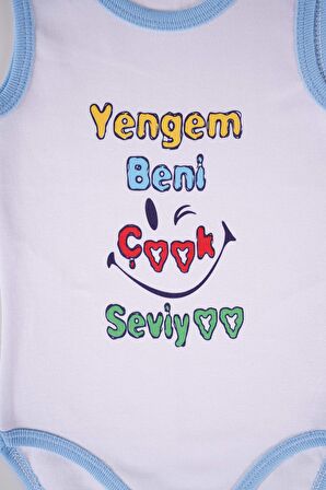 YENİ SEZON YENGEM BENİ ÇOK SEVİYO YAZILI PAMUK BEBEK BADİ ZIBIN