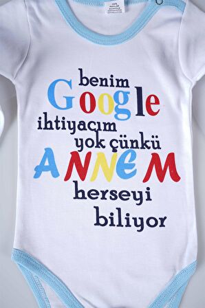 YENİ SEZON GOOGLE ANNEM YAZILI BEBEK ÇOCUK UZUN KOL PAMUK BADY ZIBIN