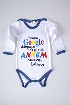 YENİ SEZON GOOGLE ANNEM YAZILI BEBEK ÇOCUK UZUN KOL PAMUK BADY ZIBIN